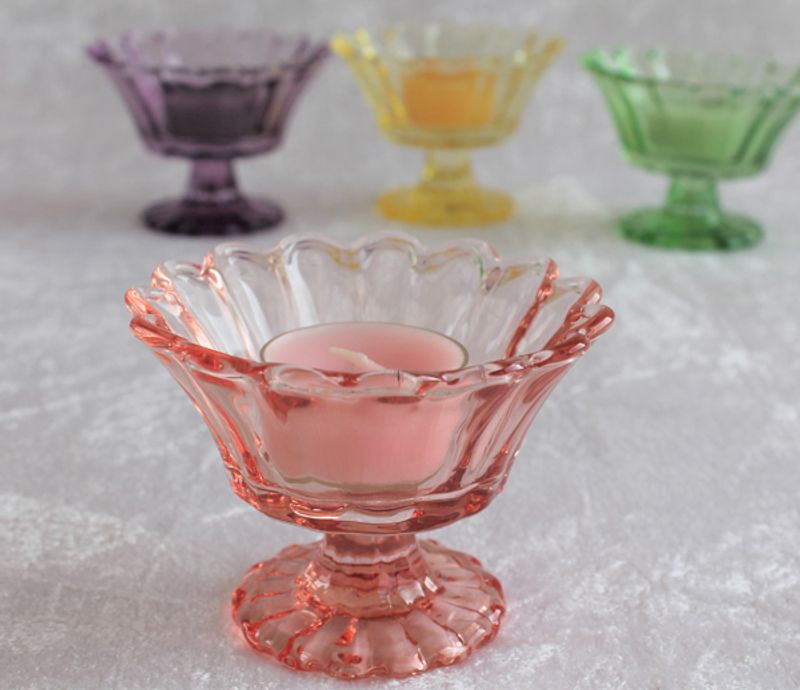 Telysholder med stett, rosa/aprikos, fra Edelweiss