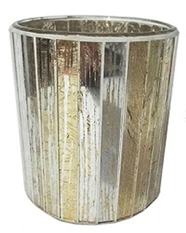 Telys glass med gull striper