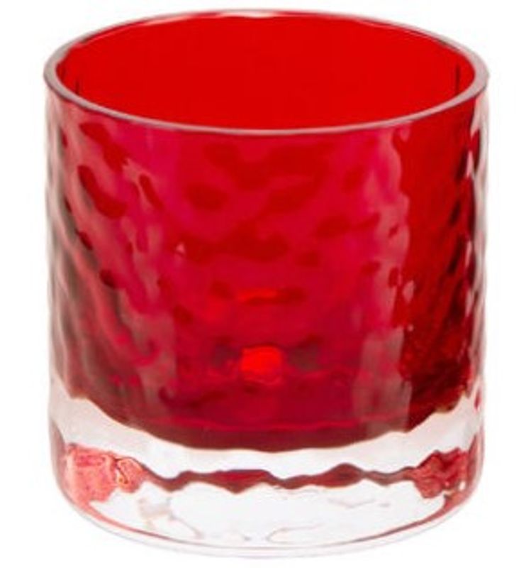 Lysglass julerødt, lite, med bølger.