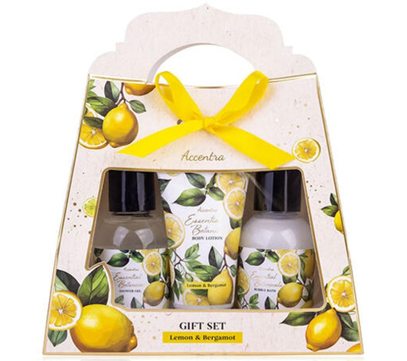 Gavesett Sitron/Bergamot, Dusjsåpe, skumbad, lotion. Vegansk.